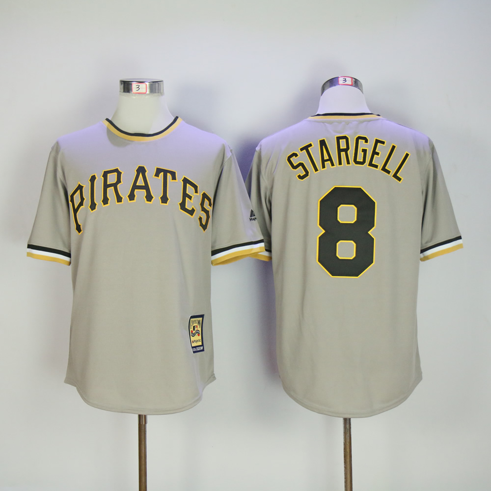 Men Pittsburgh Pirates 8 Stargell Grey Throwback Game MLB Jerseys